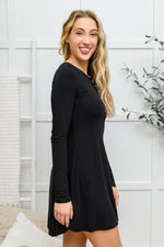 Doorbuster: Long Sleeve Button Down Dress In Black** Womens