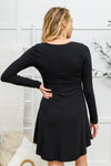 Doorbuster: Long Sleeve Button Down Dress In Black** Womens