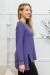 Doorbuster: Long Sleeve Knit Top With Pocket In Denim Blue Womens