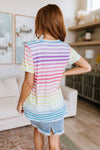 Looking For Rainbows V-Neck Striped Top Womens