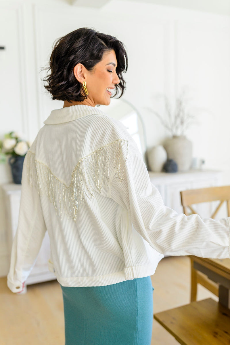 Loretta Rhinestone Fringe Jacket Womens