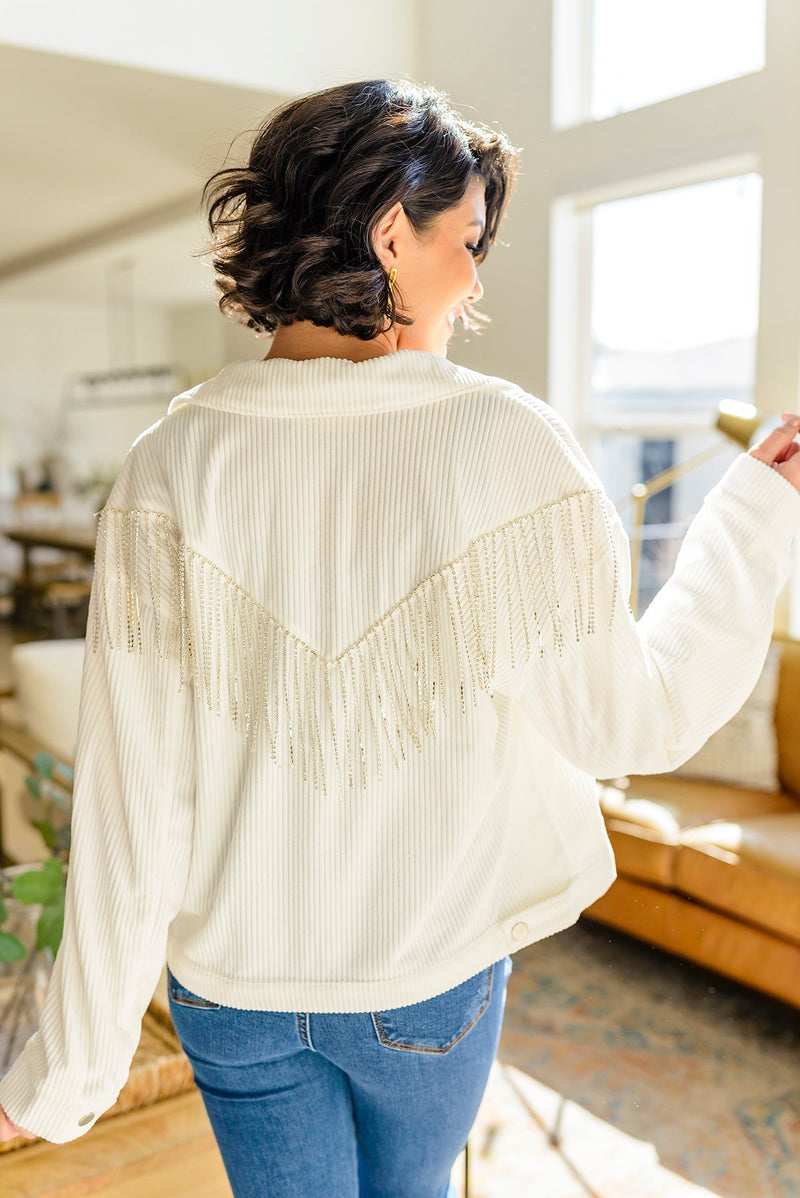 Loretta Rhinestone Fringe Jacket Womens