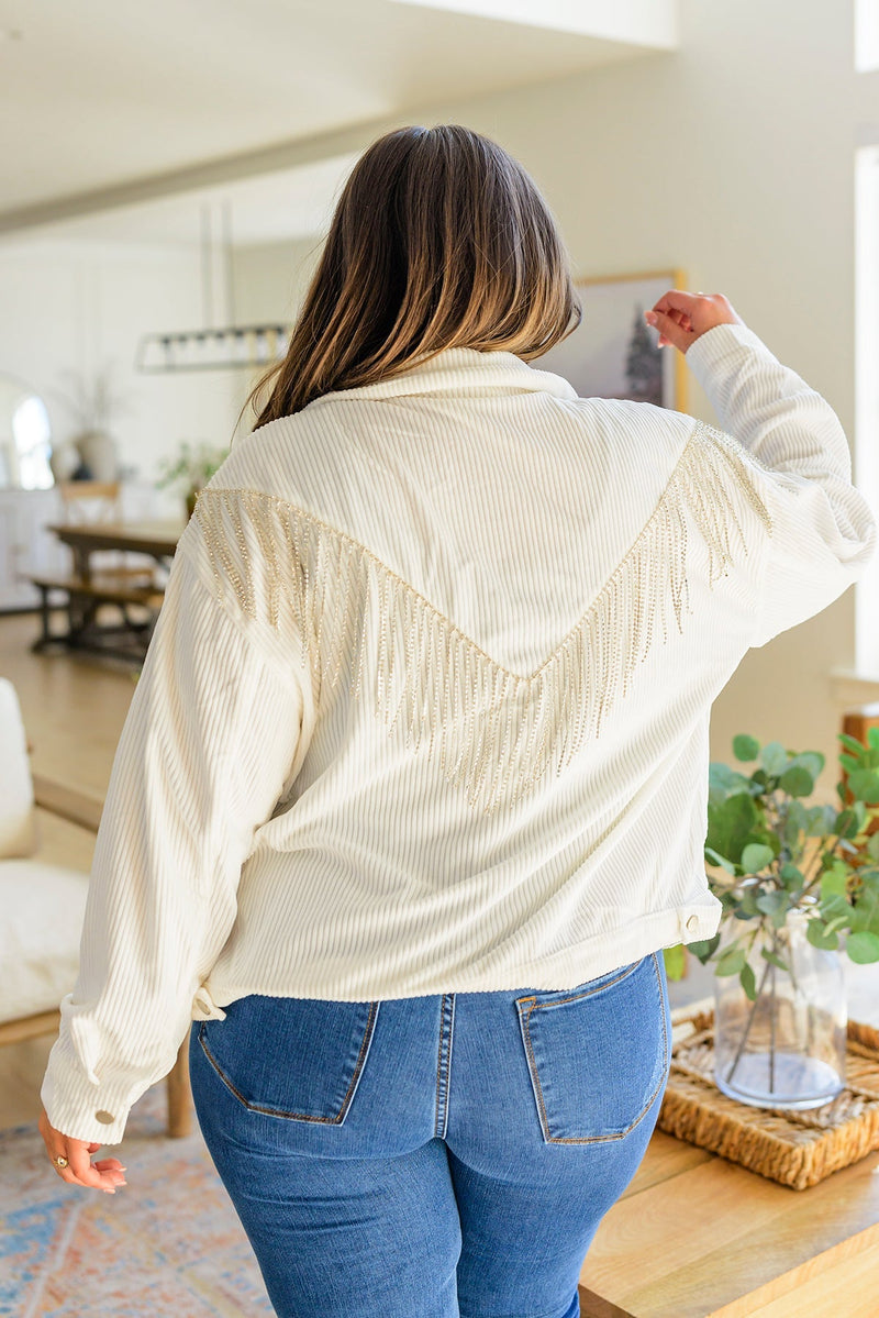 Loretta Rhinestone Fringe Jacket Womens