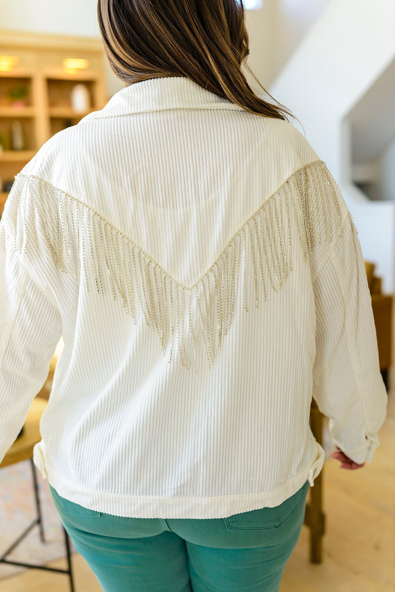 Loretta Rhinestone Fringe Jacket Womens