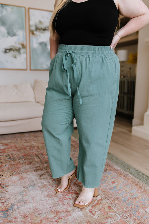 Love Me Dearly High Waisted Pants In Jade Womens