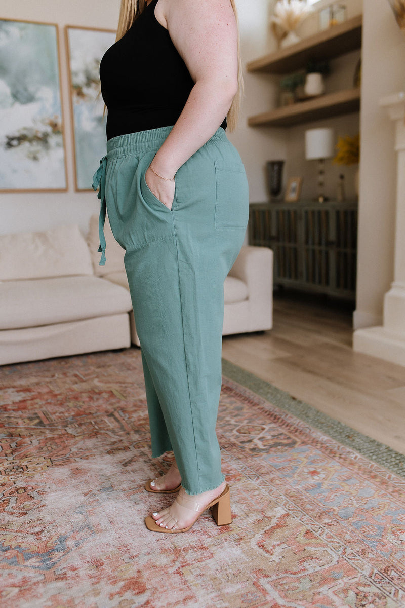 Love Me Dearly High Waisted Pants In Jade Womens