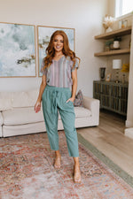 Love Me Dearly High Waisted Pants In Jade Womens