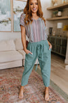 Love Me Dearly High Waisted Pants In Jade Womens