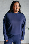 Lysa Satin Stripe Pullover in Smoky Navy