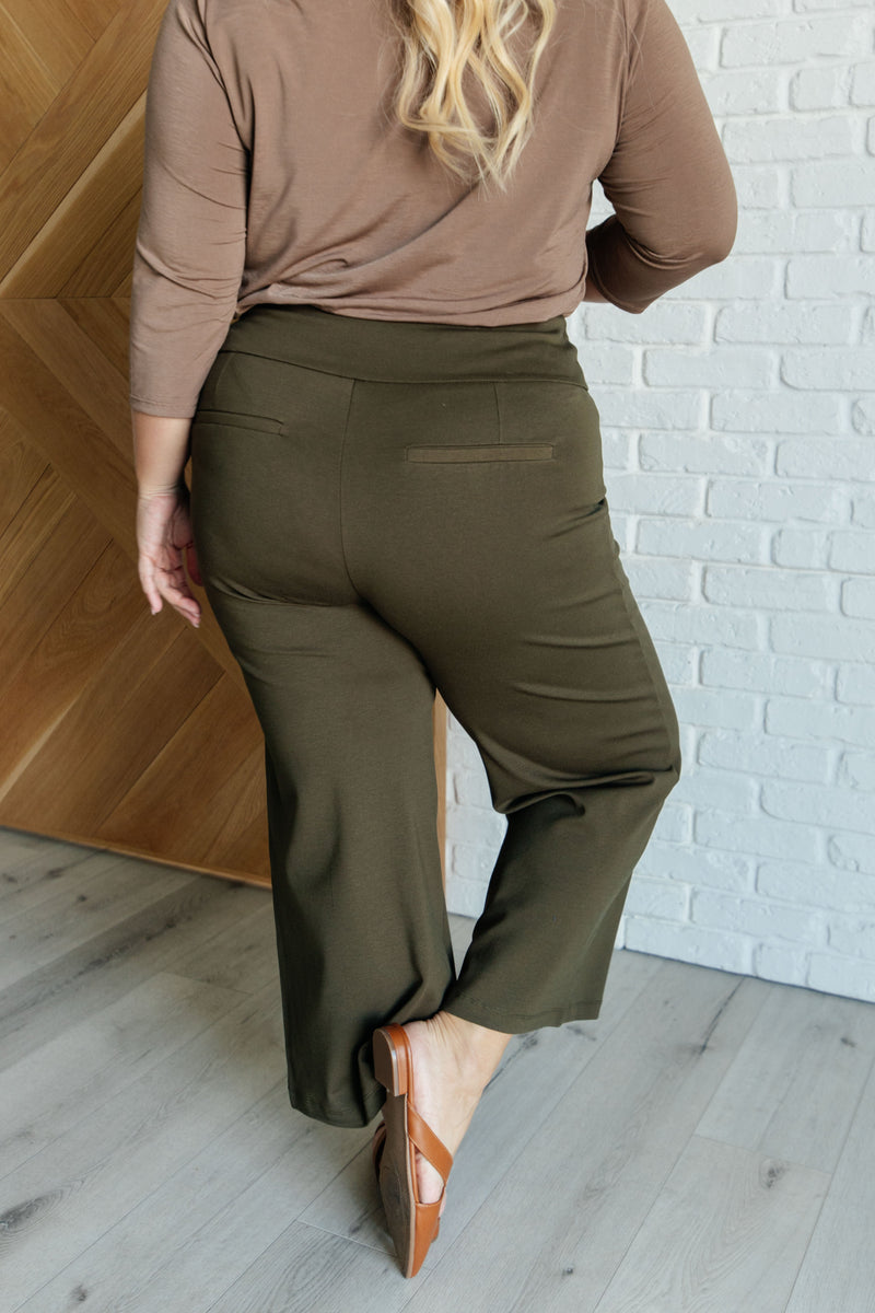 Magic Wide Leg Crop Pants in Olive