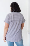 Marina Striped Top In Charcoal Womens