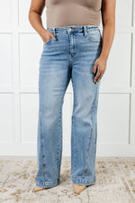 Melia High Rise Side Seam Detail Wide Leg Jeans