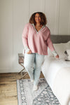 Mia Waffle Knit Long Sleeve In Pink** Womens