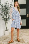 Miss Mischief V-Neck Romper in Blue