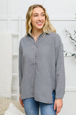 Doorbuster: Mixed Houndstooth Button Up Top Womens