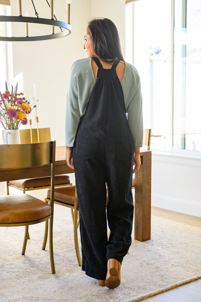 More Than Friends Corduroy Jumpsuit In Black Womens