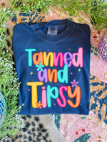 Tanned & Tipsy in Navy Graphic Tee