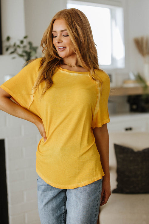New Edition Mineral Wash T Shirt Yellow Womens
