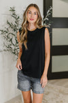 New Normal Pleat Detail Sleeveless Top in Black**