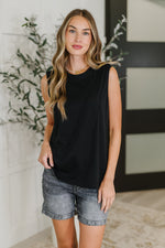 New Normal Pleat Detail Sleeveless Top in Black**