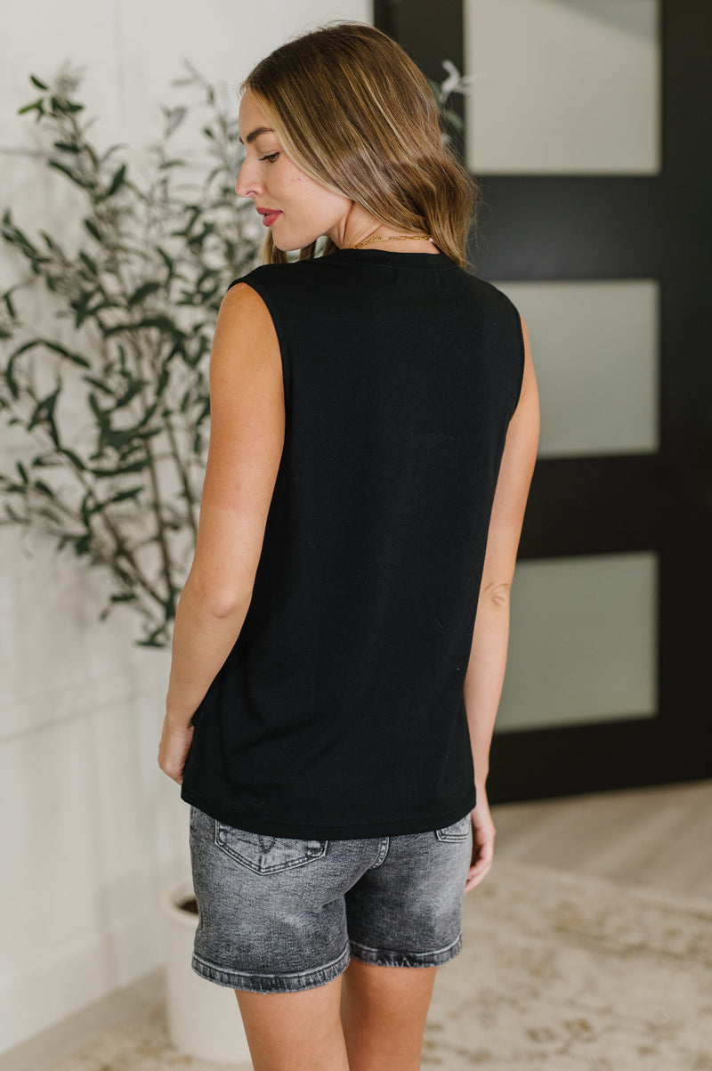 New Normal Pleat Detail Sleeveless Top in Black**