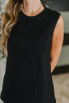 New Normal Pleat Detail Sleeveless Top in Black**