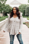 Nicely Done Tiered Top In Gray Womens