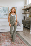 Olivia Control Top Release Hem Overalls In Olive Womens