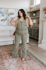 Olivia Control Top Release Hem Overalls In Olive Womens