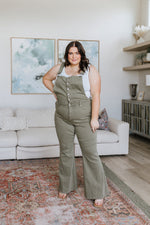 Olivia Control Top Release Hem Overalls In Olive Womens