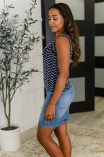 Own the Chill Wavy Striped Top in Navy