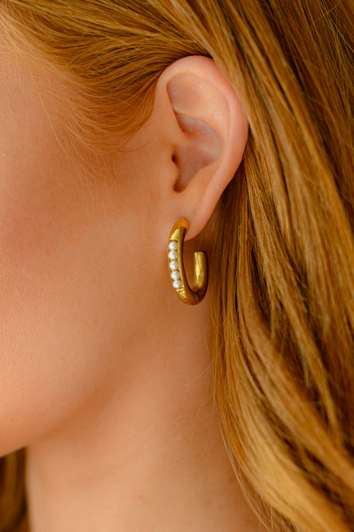 Pearls In Line Earrings Womens