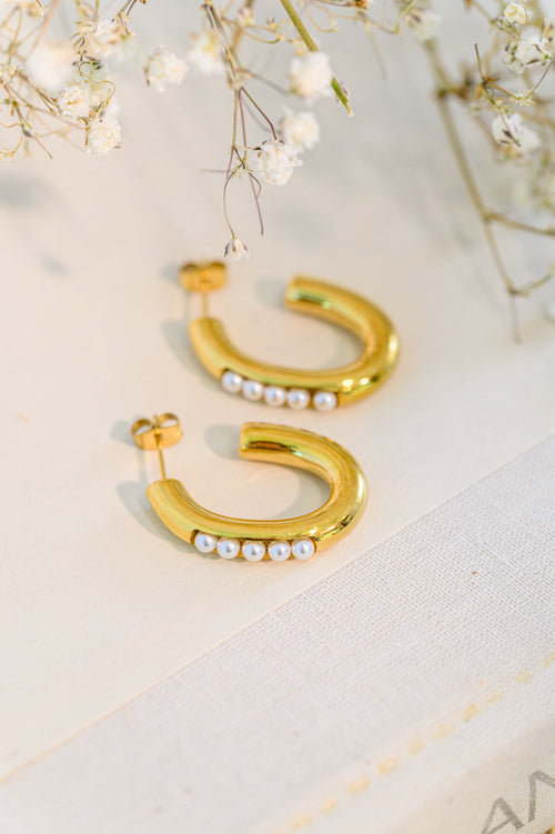 Pearls In Line Earrings Womens