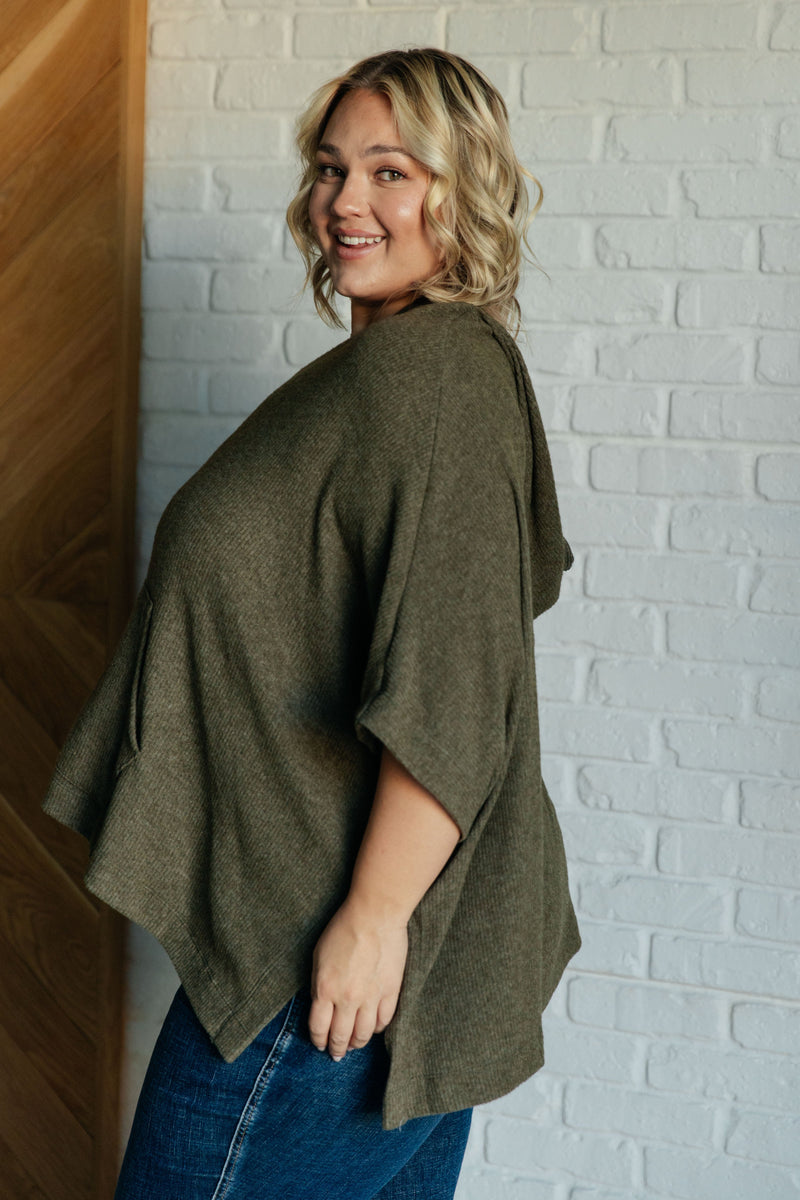 Perfectly Poised Hooded Poncho in Olive