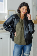 This Is It Faux Leather Bomber Jacket In Black – SidePony Boutique