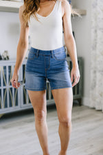 Perry High Rise Pull On Denim Shorts Womens