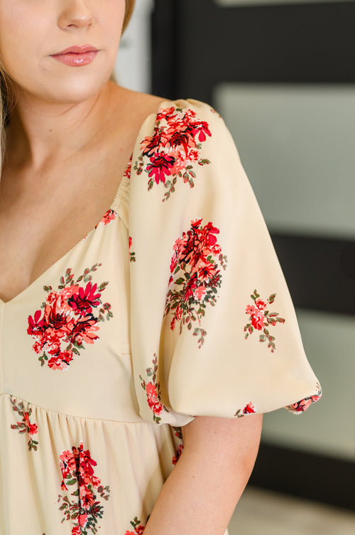 Petals & Postcards Balloon Sleeve Dress**