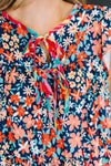 Petal to the Metal Flutter Sleeve Dress in Navy/Coral