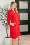 Portfolio Quarter Sleeve Dress in Red