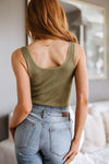 Relevant Ribbed Seamless Reversible Tank In Moss Womens