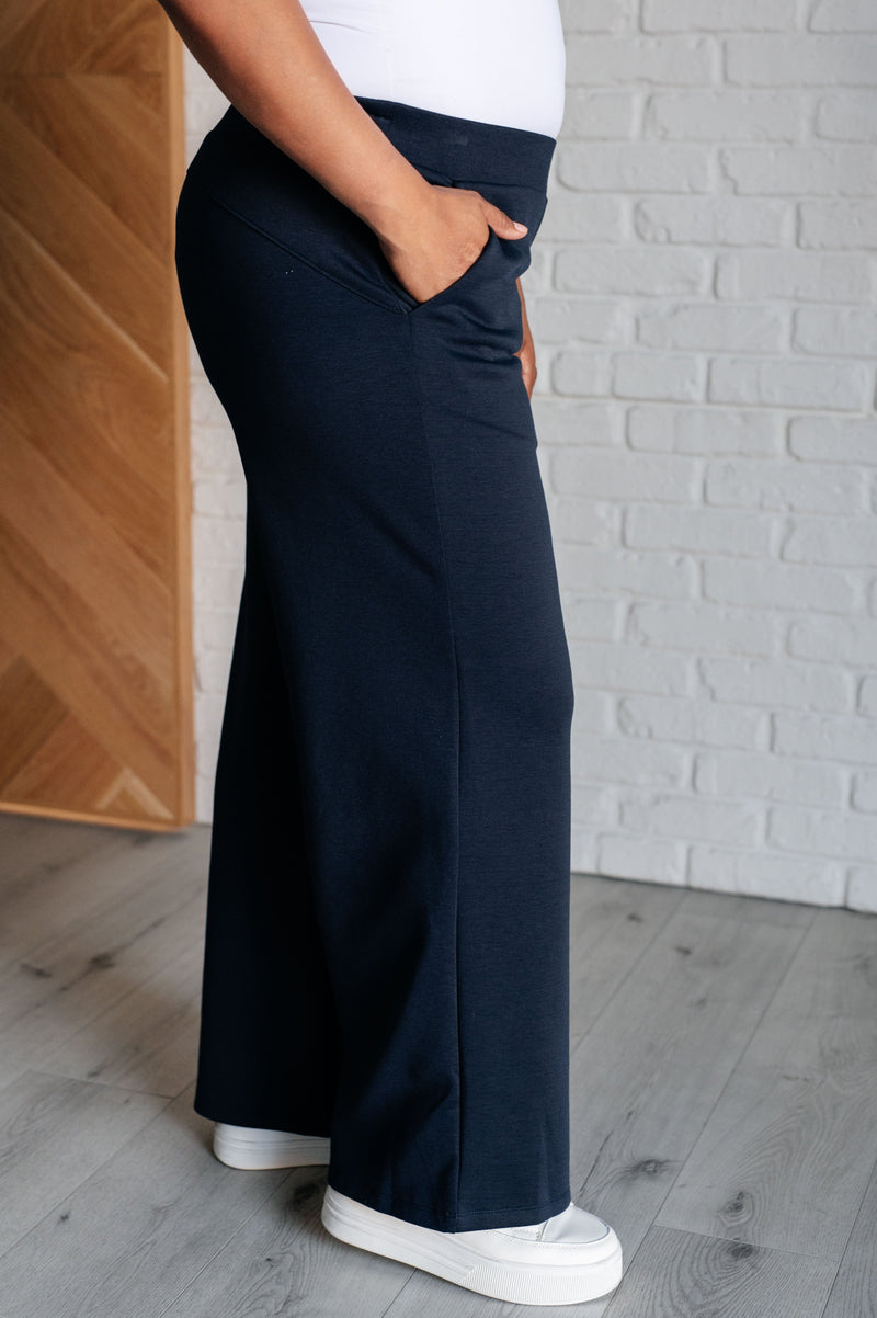 Resort Travel Wide Leg Crop Pant in  Navy*