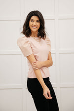 Rock On Puff Sleeve Top In Blush Womens