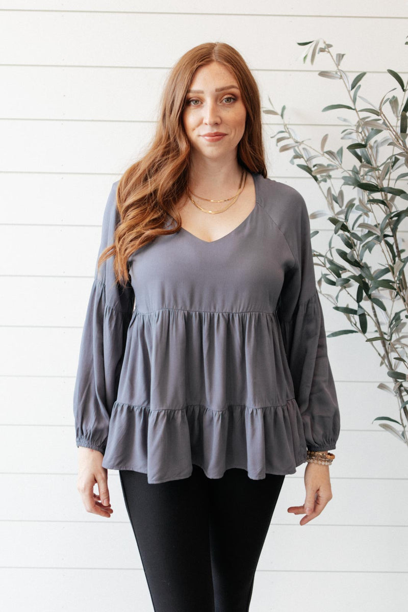 Sassy Swing Top In Charcoal Womens