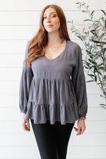 Sassy Swing Top In Charcoal Womens