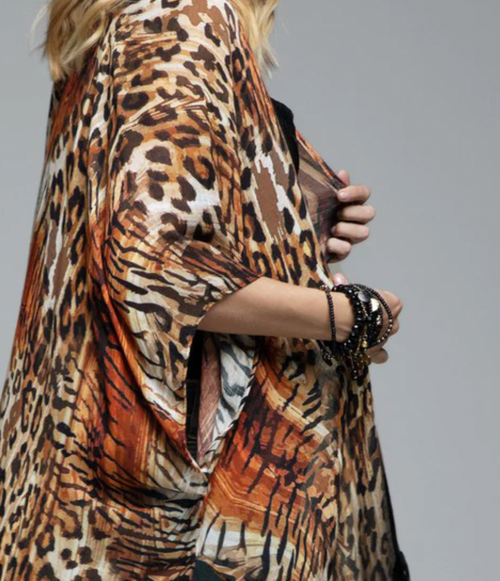 Kimono: Leopard Print With Fringe