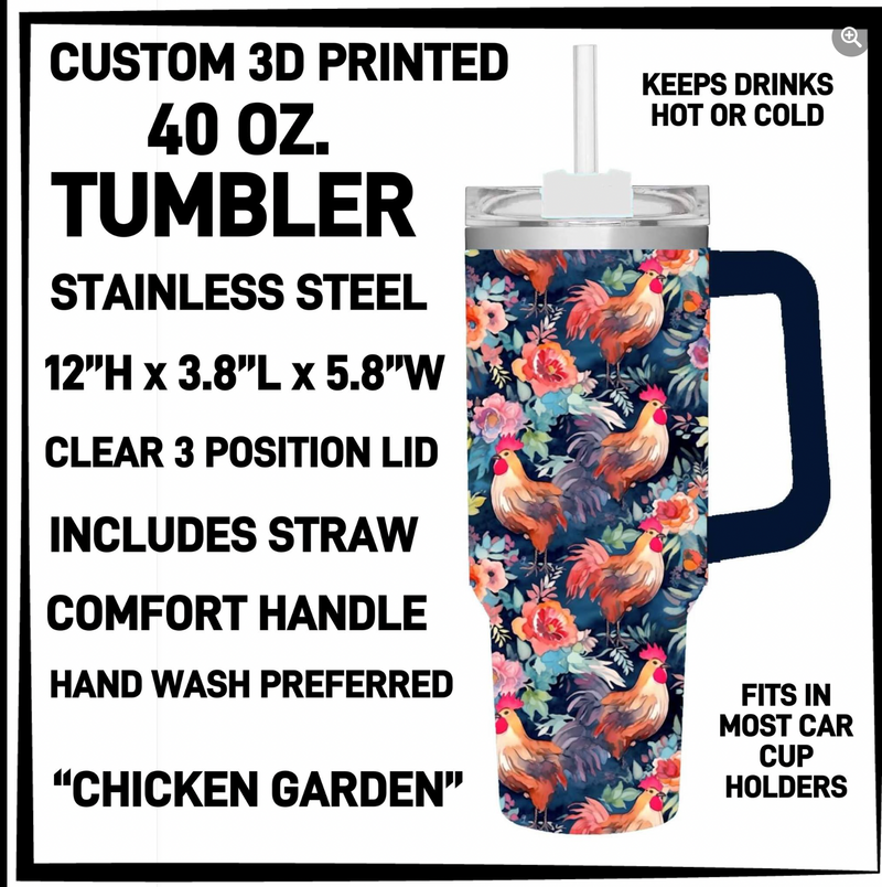 Insulated Tumblers - Floral Chickens