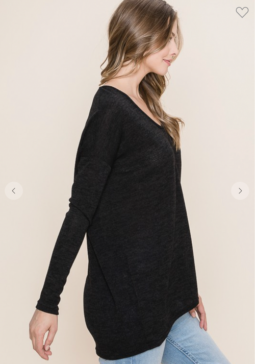 Long Sleeve Tunic Top in Black