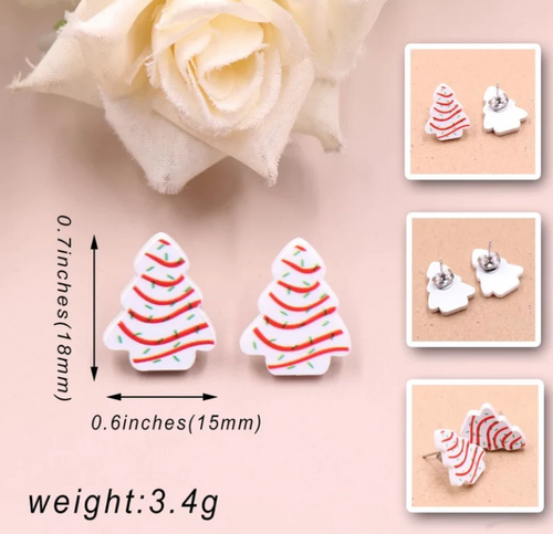 Acrylic Stud Earrings - Christmas Tree Cakes