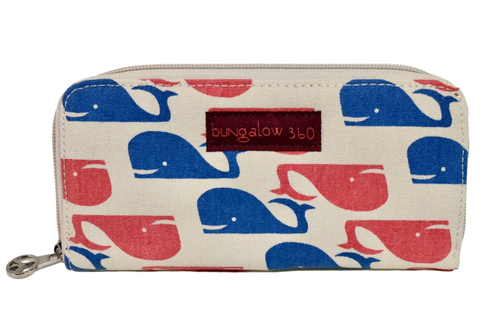 Bungalow 360 - Retro Whale Zip Around Wallet