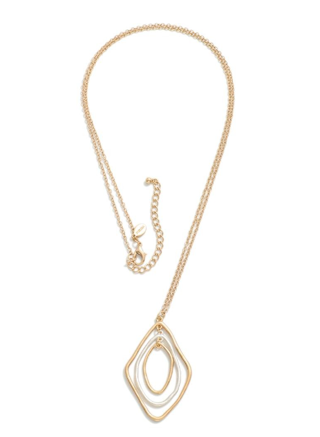 Gold and Silver Diamond Shape Necklace